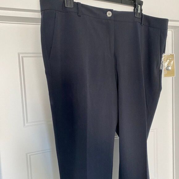 NWT Michael Kors Sleek Navy Blue High Rise Pintuck Chic Ankle Trouser Pants, 16 - Picture 2 of 6